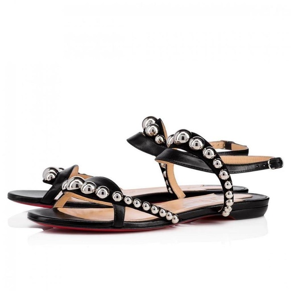 Christian Louboutin GALERIA Studded Ankle Strap Flat Sandals - Picture 6 of 6